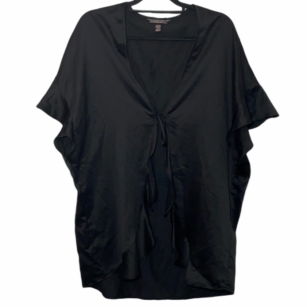 Victoria's Secret Black Satin Tie Front Robe